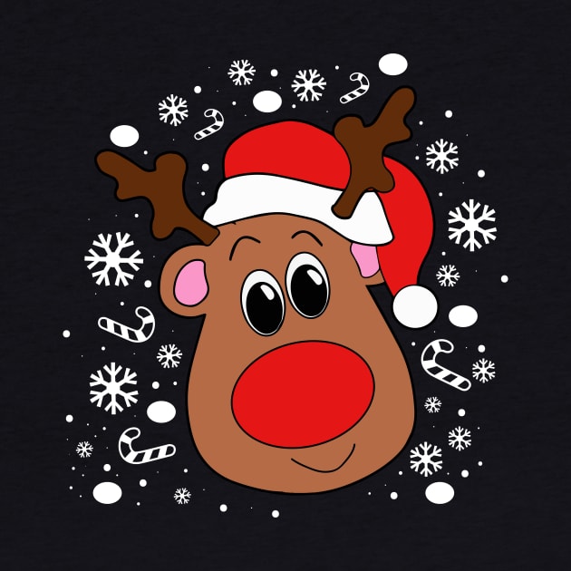 Christmas Reindeer Shirt-Snow-Snowflakes by Skylane